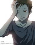  1boy collarbone crying fukube_satoshi hand_to_head hyouka looking_at_viewer open_mouth rito453 simple_background solo tears 