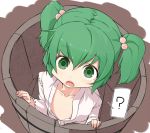  ? bucket collarbone green_eyes green_hair hair_bobbles hair_ornament in_bucket in_container kisume open_mouth shamo_(koumakantv) solo touhou twintails 