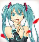  aqua_eyes aqua_hair detached_sleeves hatsune_miku headset nail_polish open_mouth satsuma solo twintails vocaloid 