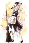  :d blonde_hair bow broom hand_on_hat hat hat_bow holding inobesion kirisame_marisa kotarou_(rakugaki_shirushi) long_hair open_mouth smile solo standing star touhou witch_hat yellow_eyes 