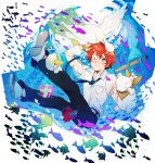  21grams :t bear bird blue_eyes duck fish handkerchief holding_breath necktie polar_bear red_hair redhead sanada_yuki tapioka tsuritama underwater water 