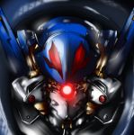  face glowing glowing_eyes head mecha metal_wolf metal_wolf_chaos nishiumi_yuuta power_armor realistic science_fiction solo 