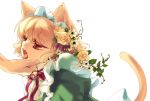 animal_ears bell brown_eyes cat_ears cat_tail cat_tears flower hair_flower hair_ornament hand_on_chin long_hair maid maid_headdress open_mouth original sagano_aoi tail tongue tongue_out 