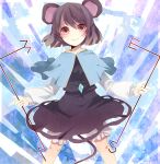  74_(teduka) animal_ears blush capelet dowsing_rod dual_wielding grey_hair jewelry long_sleeves mouse_ears mouse_tail nazrin pendant puffy_sleeves red_eyes short_hair smile solo tail touhou 