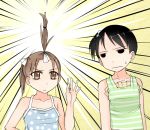  aoshima black_hair brown_eyes brown_hair character_request flat_gaze hair_bobbles hair_ornament hair_ribbon hair_up ichigo_mashimaro itou_chika matsuoka_miu multiple_girls ribbon short_hair side_ponytail tank_top 