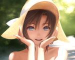  black_hair blue_eyes close dress hat idolmaster kikuchi_makoto nekopuchi realistic short_hair summer_dress 