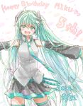  2012 character_name dated detached_sleeves green_eyes green_hair happy_birthday hatsune_miku long_hair momomochi necktie open_mouth outstretched_arms skirt solo spread_arms thigh-highs thighhighs twintails very_long_hair vocaloid 