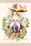  bad_id bow bust flower green_eyes hat hat_bow komeiji_koishi ringpearl rose short_hair silver_hair smile solo third_eye touhou 