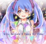  akina_(sdhhkay26) blue_eyes blue_hair character_name detached_sleeves happy_birthday hatsune_miku long_hair necktie solo twintails vocaloid 