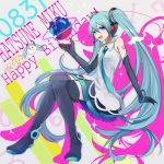  aqua_eyes aqua_hair boots earth elbow_gloves gloves harano hatsune_miku headset long_hair looking_at_viewer open_mouth smile solo thigh-highs thigh_boots thighhighs twintails very_long_hair vocaloid 