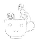  cup kaname_madoka kyubey mahou_shoujo_madoka_magica monochrome sketch teacup watanabe_ignica 