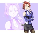  ;) agahari animal_ears black_legwear blue_flow blush bridal_gauntlets character_request claudia_soeur claudia_souer_(cosplay) cosplay elbow_gloves fingerless_gloves gloves looking_at_viewer minna-dietlinde_wilcke pantyhose ponytail red_hair redhead solo strike_witches tail wink zoom_layer 