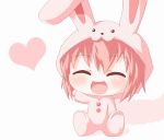  ^_^ akaza_akari animal_costume animal_ears bunny_costume bunny_ears chibi closed_eyes kagerou_(kers) open_mouth pajamas pink_hair rabbit_ears short_hair smile solo yuru_yuri 