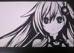  1girl choujigen_game_neptune choujigen_game_neptune_mk2 hair_ornament highres long_hair monochrome nepgear ryo578 solo 