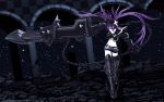  black_hair black_rock_shooter blue_eyes chain insane_black_rock_shooter stars weapon 