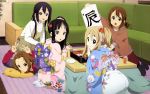  akiyama_mio black_eyes black_hair blonde_hair blue_eyes brown_eyes brown_hair food group hirasawa_yui japanese_clothes k-on! kimono kotobuki_tsumugi long_hair nakano_azusa ponytail sakamoto_kazuya short_hair tainaka_ritsu twintails 