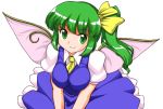  daiyousei fairy_wings green_eyes green_hair mono_(moiky) puffy_sleeves short_hair short_sleeves side_ponytail smile solo touhou wings 