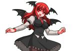  bat_wings breasts demon_wings head_wings koakuma large_breasts long_hair long_sleeves mono_(moiky) necktie open_mouth puffy_sleeves red_eye red_hair redhead simple_background solo touhou transparent_background wings 