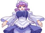  apron breasts hat letty_whiterock long_sleeves mono_(moiky) puffy_sleeves purple_eyes purple_hair short_hair solo touhou violet_eyes wide_sleeves 