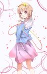  :o bad_id blush hairband heart highres komeiji_satori odangoya petals pink_eyes pink_hair short_hair skirt solo touhou 