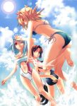  albino ass beach bikini blonde_hair brown_eyes brown_hair hirano_katsuyuki hiro_(spectral_force) mayura_(spectral_force) multiple_girls official_art red_eyes roze short_hair sky spectral_(series) spectral_force spectral_souls spectral_vs_generation summer swimsuit white_hair 