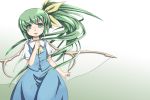  daiyousei fairy_wings green_eyes green_hair long_hair marujin open_mouth short_sleeves side_ponytail simple_background solo tears touhou wings 