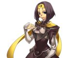  armor armored_dress black_hair blue_eyes cape eunice_(spectral_force) hairband official_art short_hair skirt smile solo spectral_(series) spectral_force white_background 