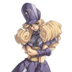  arm_grab blonde_hair blue_eyes curly_hair dress hat langeais long_hair official_art puffy_sleeves solo spectral_(series) spectral_force white_background 