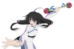  ahoge baton black_hair kohak_hearts long_hair low-tied_long_hair official_art purple_eyes smile solo tales_of_(series) tales_of_hearts twintails violet_eyes white_background 