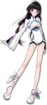  anklet black_hair inomata_mutsumi jewelry kohak_hearts legs long_hair long_legs low-tied_long_hair no_socks official_art purple_eyes shoes shorts smile solo tales_of_(series) tales_of_hearts transparent_background violet_eyes white_background 