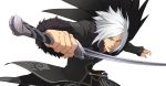  coat male official_art solo sword tales_of_(series) tales_of_xillia transparent_background weapon white_background white_hair wingar yellow_eyes 