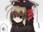  ahoge alternate_costume animal_costume bell blonde_hair bow brown_eyes collar earlgrey hair_bow reindeer rumia short_hair solo touhou 