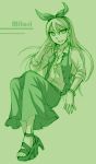  _shoes bracelet character_name cr72 green high_heels inazuma_eleven inazuma_eleven_(series) inazuma_eleven_go jewelry long_hair necklace open parted_lips seto_midori shoes skirt sleeves_rolled_up solo 