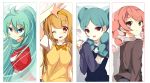  aqua_hair bad_id beta_(inazuma_eleven) braid brown_eyes brown_hair enje_(pixiv3289887) formal gouenji_yuuka green_eyes green_hair hairband highres inazuma_eleven inazuma_eleven_(series) inazuma_eleven_go inazuma_eleven_go_chrono_stone long_hair mantle_(inazuma_eleven) multiple_girls nanobana_kinako necktie open_mouth pink_hair protocol_omega short_hair smile soccer_uniform suit sweater_vest tenmas twin_braids very_long_hair 