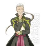  beard coat facial_hair grey_eyes long_hair low-tied_long_hair male mustache official_art old_man rowen_j._ilbert smile solo tales_of_(series) tales_of_xillia transparent_background white_background white_hair wink 