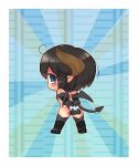 black_hair blue_eyes chibi copyright_request horns looking_at_viewer looking_back sankuma short_hair solo tail thigh-highs thighhighs usb wings 
