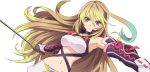  ahoge bandeau blonde_hair choker gloves green_hair long_hair midriff milla_maxwell multicolored_hair navel official_art red_eyes serious skirt solo sword tales_of_(series) tales_of_xillia transparent_background two-tone_hair weapon white_background 
