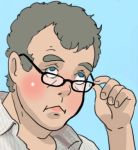  1boy :&lt; adjusting_glasses blue_eyes drawfag glasses grey_hair jeremy_clarkson lowres top_gear 