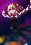  blonde_hair hair_ribbon long_sleeves night open_mouth outstretched_arms red_eyes ribbon rumia short_hair side_ponytail solo suisen touhou 