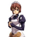 black_eyes brown_hair dress maid maid_headdress official_art puffy_sleeves rimm short_hair solo spectral_(series) spectral_force white_background 
