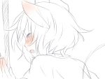  animal_ears blush capelet ear_blush from_behind looking_back monochrome mouse_ears nazrin short_hair sketch solo spot_color touhou ume_(plumblossom) 
