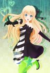  bad_id blonde_hair blue_eyes don&#039;t_say_&quot;lazy&quot; don't_say_&quot;lazy&quot; dress elbow_gloves gloves green_legwear k-on! kotobuki_tsumugi long_hair looking_at_viewer nobody_studios pantyhose solo 