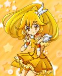  bike_shorts blonde_hair boots choker cure_peace double_v dress hair_ornament hamutarou kise_yayoi long_hair magical_girl ponytail precure shorts_under_skirt skirt smile smile_precure! solo star v wrist_cuffs yellow yellow_dress yellow_eyes 