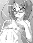  bikini blush breast_press glasses mikagami_sou monochrome precure shirabe_ako short_hair solo suite_precure swimsuit wet 