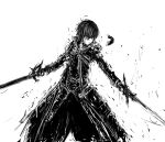  dual_wielding jacket kirito merpperoni monochrome solo spoilers sword sword_art_online weapon 