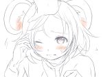  animal_ears blush capelet ear_blush hair_tussle hand_on_head looking_up monochrome mouse_ears nazrin short_hair sketch solo spot_color touhou ume_(plumblossom) wince 