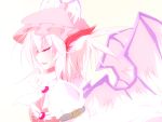  animal_ears asn_s buckle bust closed_eyes earrings eyes_closed hat jewelry mystia_lorelei open_mouth pink profile short_hair side singing solo touhou white_background wings 