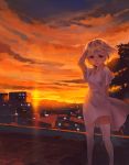  blonde_hair lowres original solo sunset thigh-highs thighhighs weno weno&#039;s_blonde_original_character weno's_blonde_original_character wind 