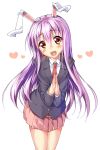  animal_ears blazer blush bunny_ears hands_together long_hair necktie open_mouth piromizu purple_hair rabbit_ears red_eyes reisen_udongein_inaba revision skirt smile solo touhou very_long_hair 