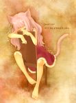  animal_ears barefoot cat_ears cat_tail chair english long_hair nanarinca original pink_eyes pink_hair sitting solo tail tears 